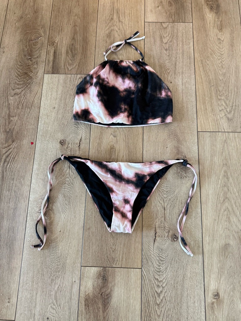 Redemption Brand Halter Bikini Set Size 44 New Pink Black Tie Die